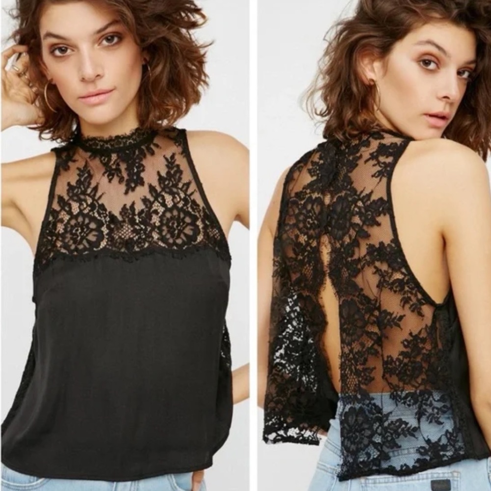 Free People Open Back Lace Top